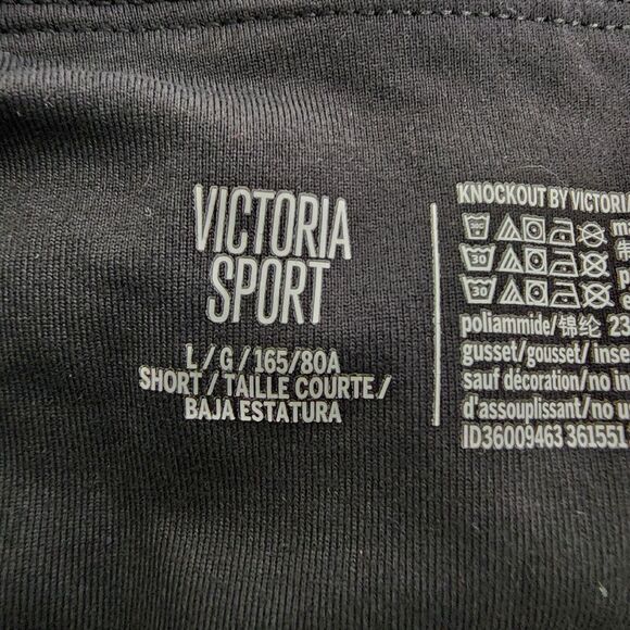 Victoria's Secret Sport Womens Leggings Large Short Pockets Knockout Gray Black - Picture 8 of 8
